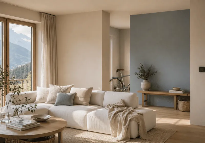 Wohn- und Esszimmer mit frisch gestrichenen Wänden